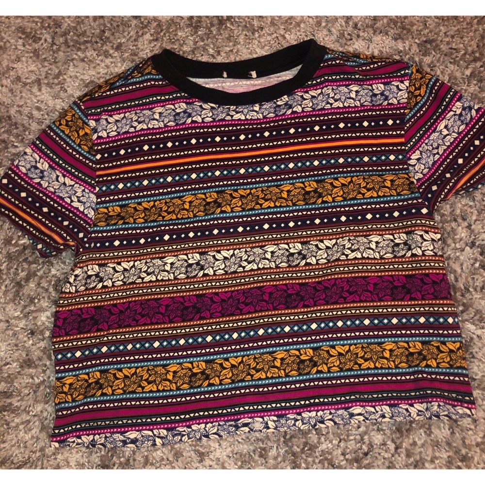 Multi-colored Crop Tee